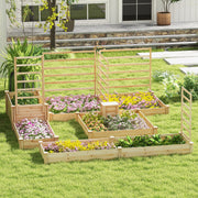 49 x 49 x 10 Inch Raised Garden Bed with Compost Bin -Natural