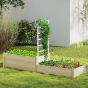 Raised Garden Bed with Trellis 87 Inch with 2 Planter Boxes-Natural