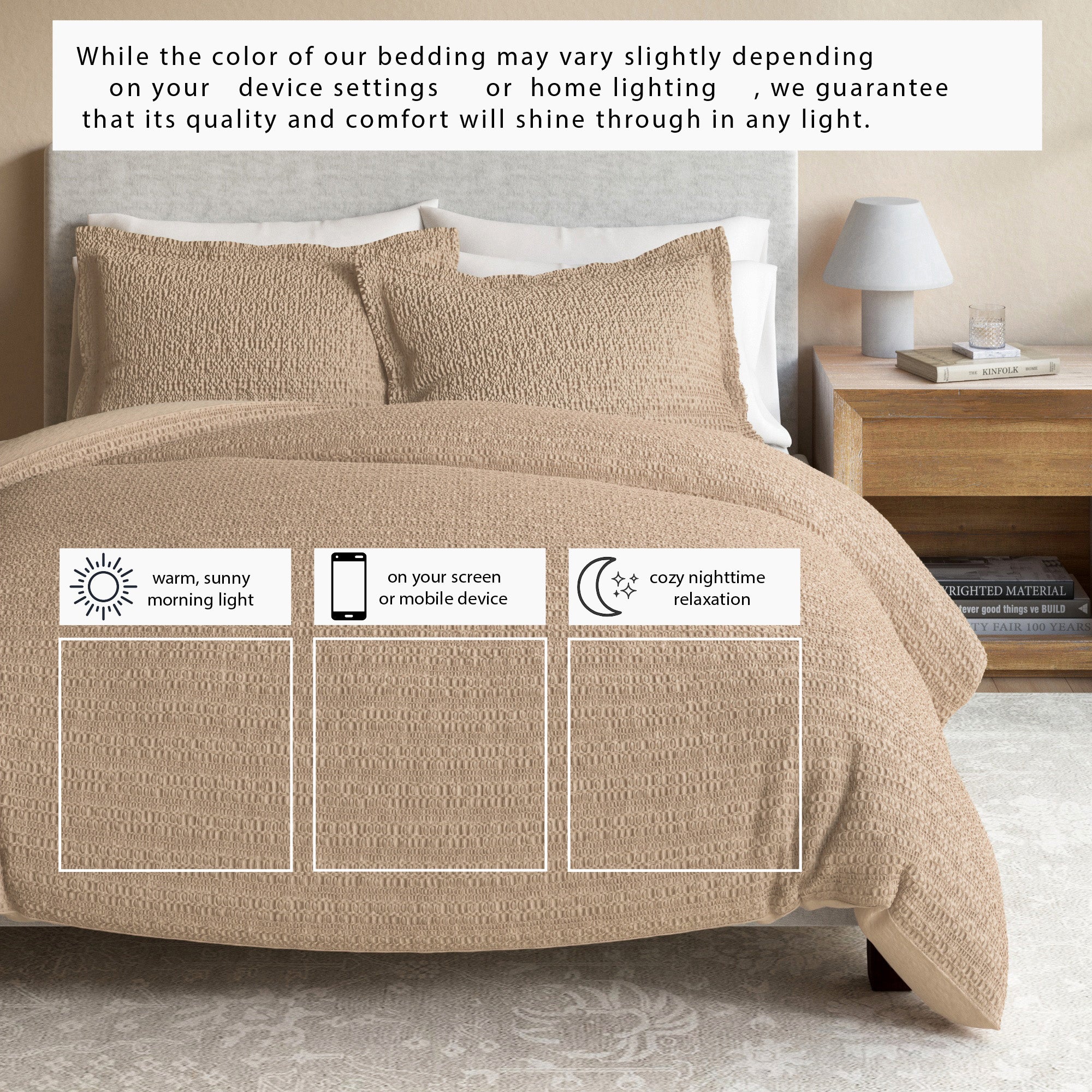 100% Cotton Honeycomb Waffle Duvet Set - Mattea Collection