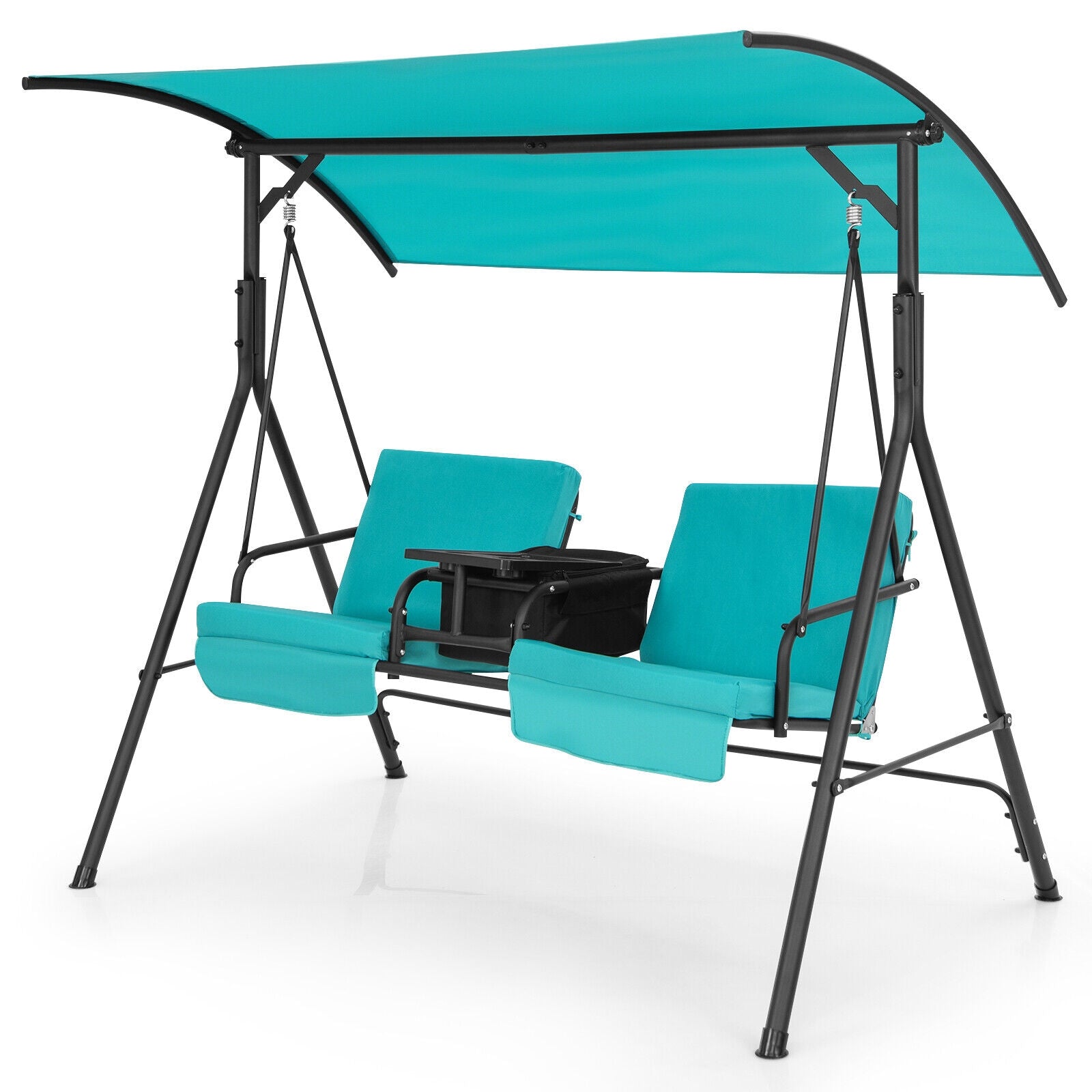 Porch Swing Chair with Adjustable Canopy - Turquoise