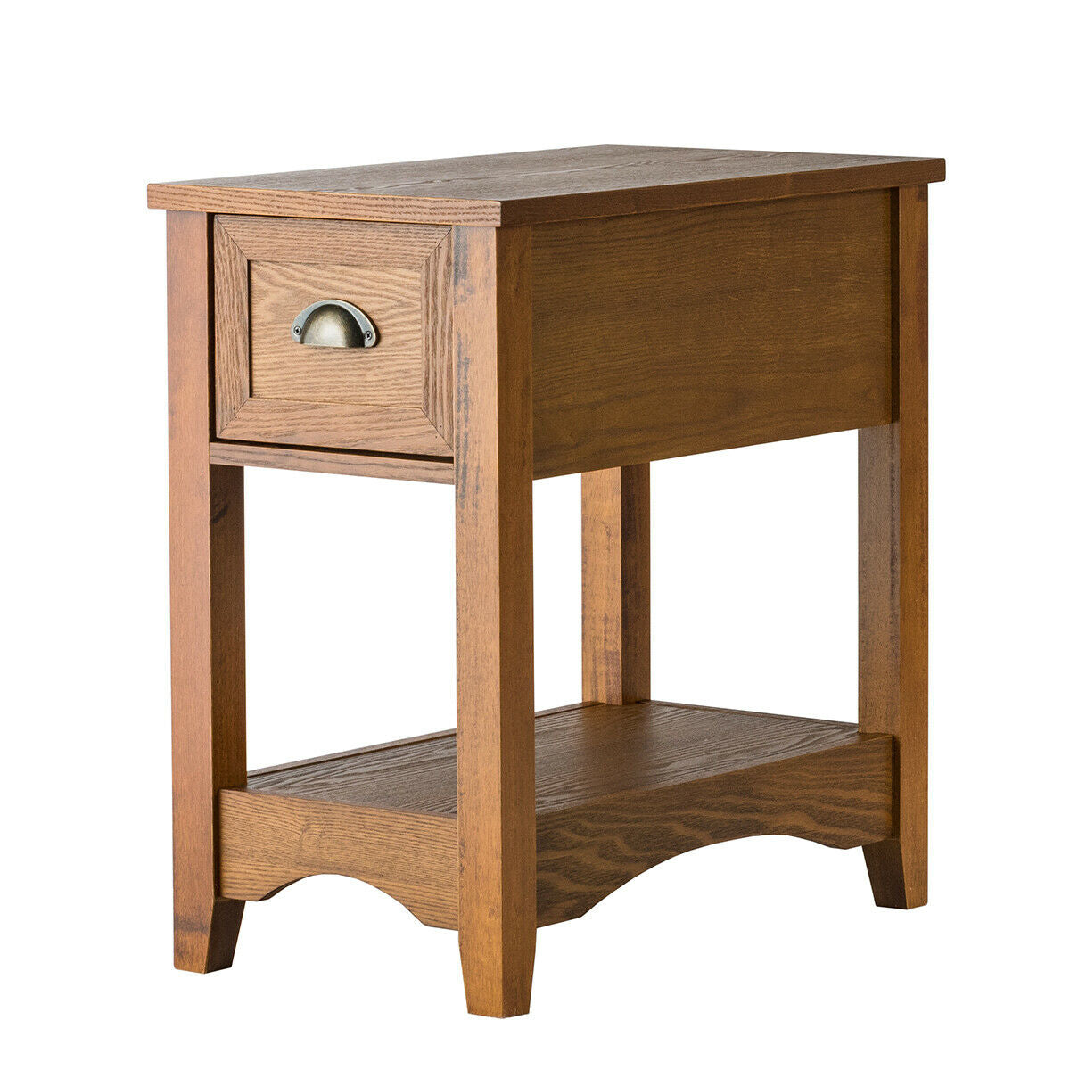 Contemporary Chair Side End Table with Drawer Nightstand-Yellow