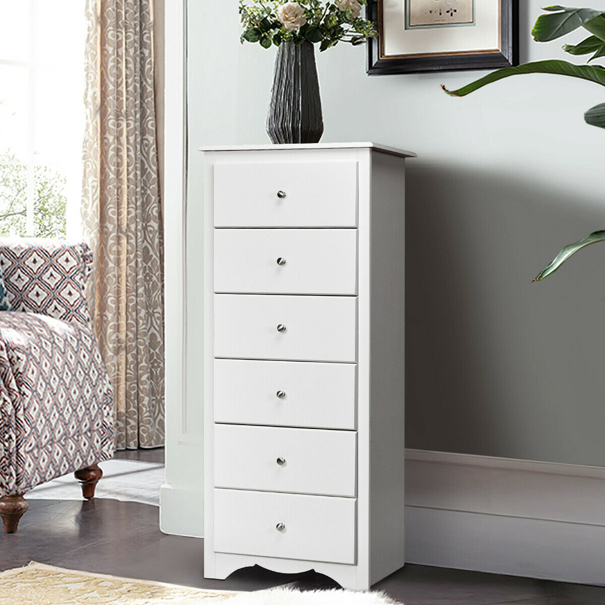 6 Drawers Chest Dresser - White