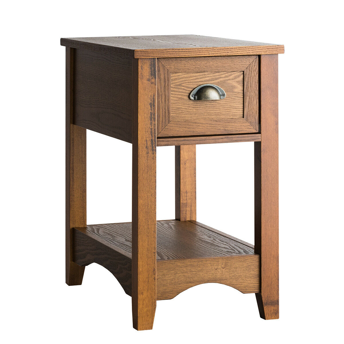 Contemporary Chair Side End Table with Drawer Nightstand-Yellow
