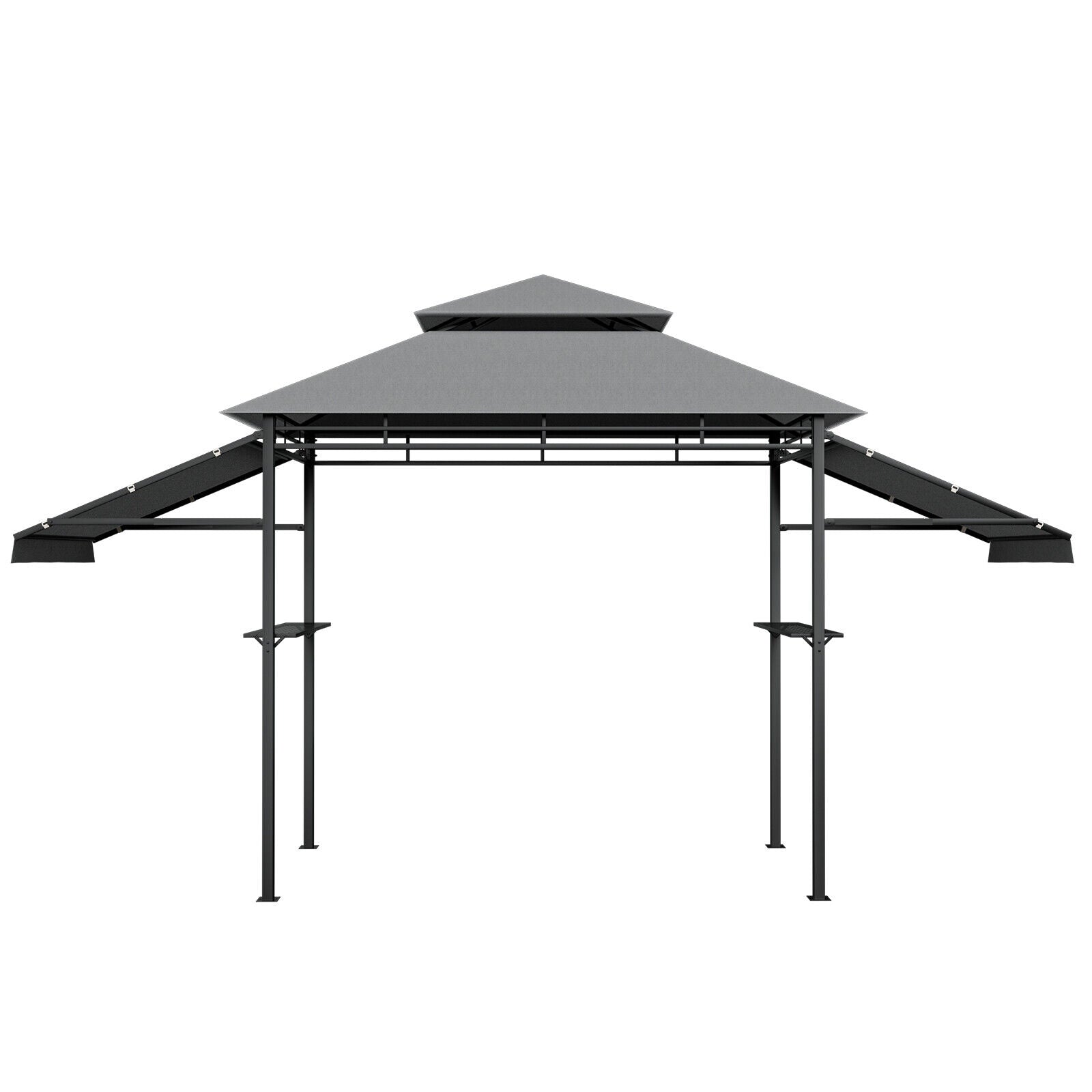 13.5 x 4 Feet Patio Gazebo Canopy with Dual Side Awnings-Gray