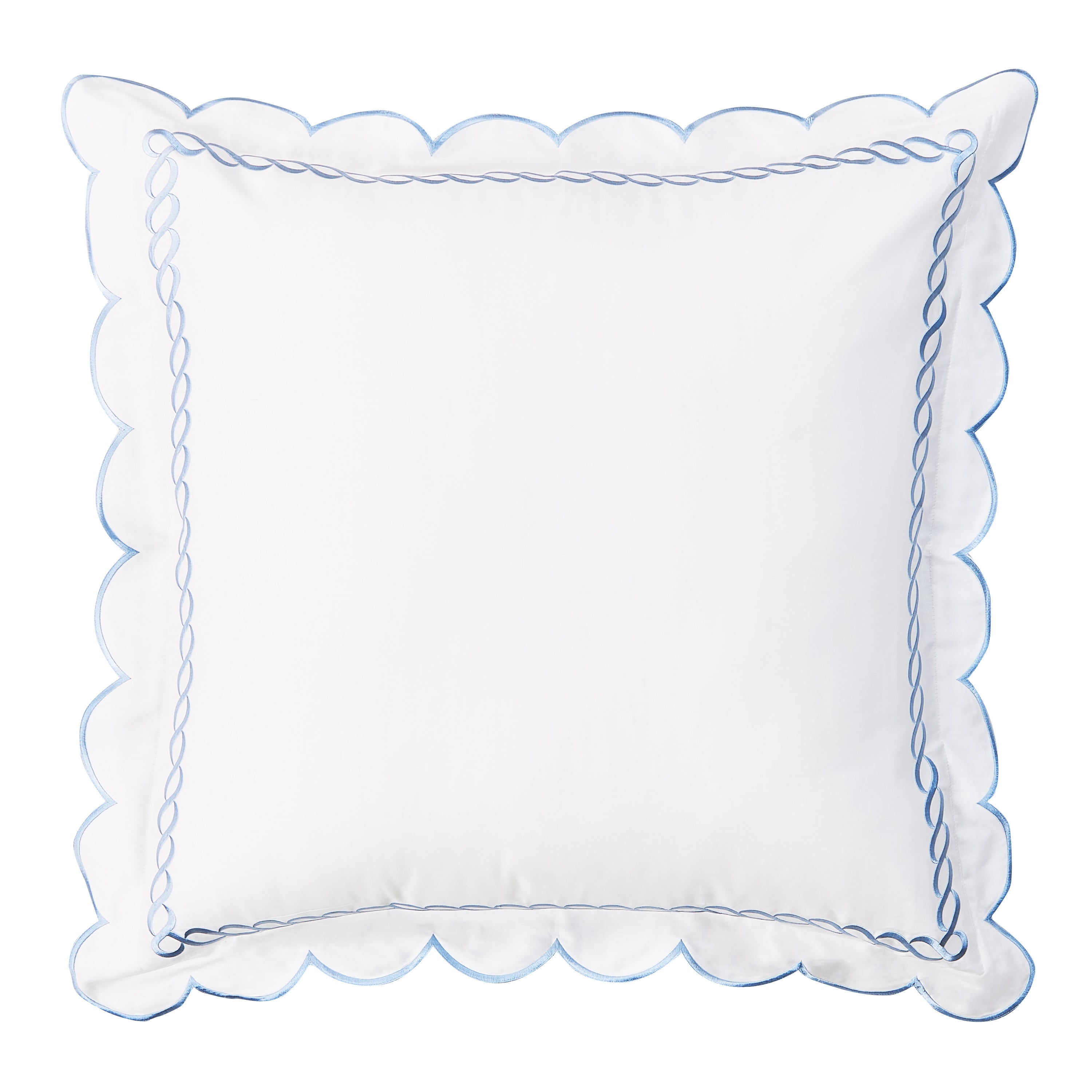 Scallop Rope Embroidered Cotton Euro Sham Pair