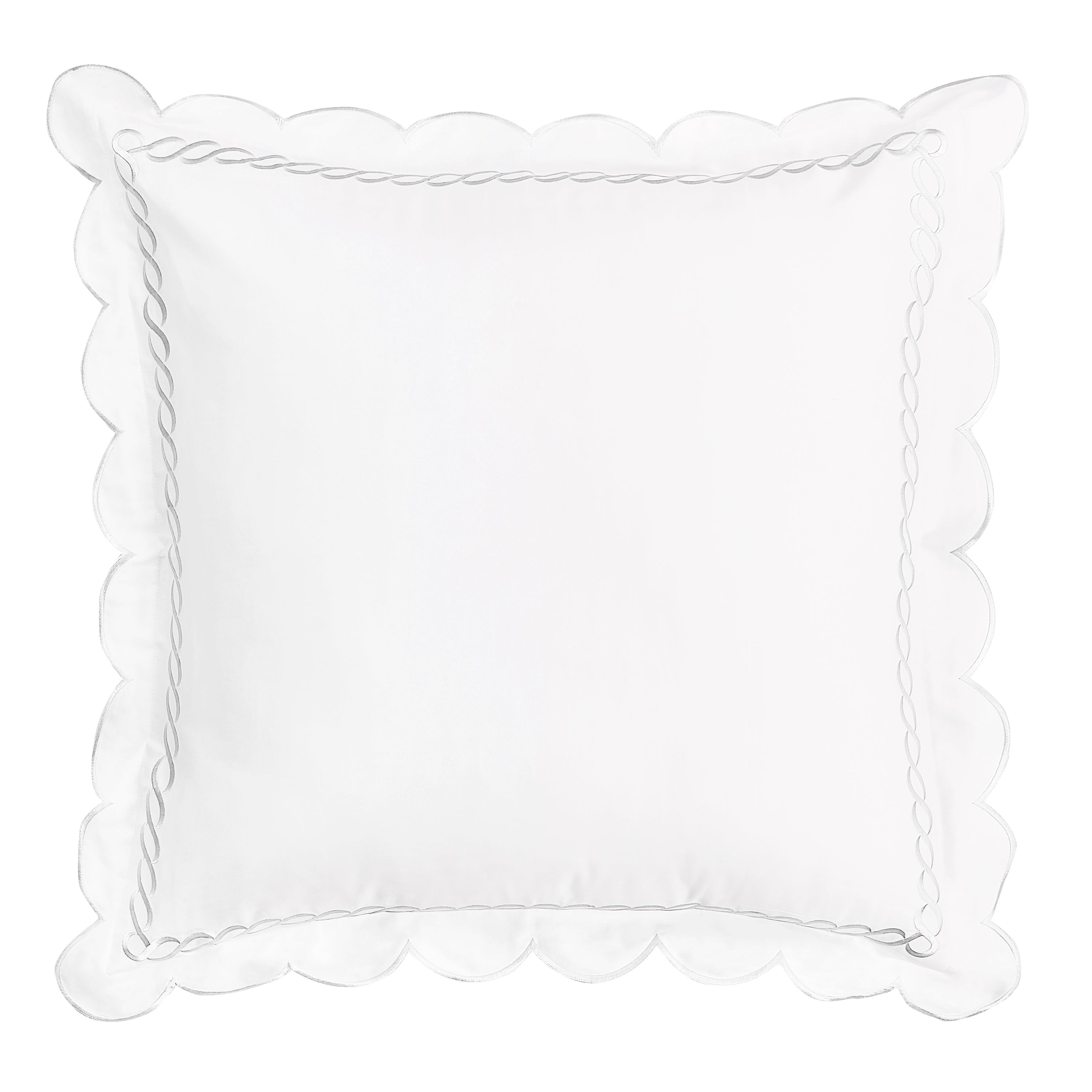 Scallop Rope Embroidered Cotton Euro Sham Pair