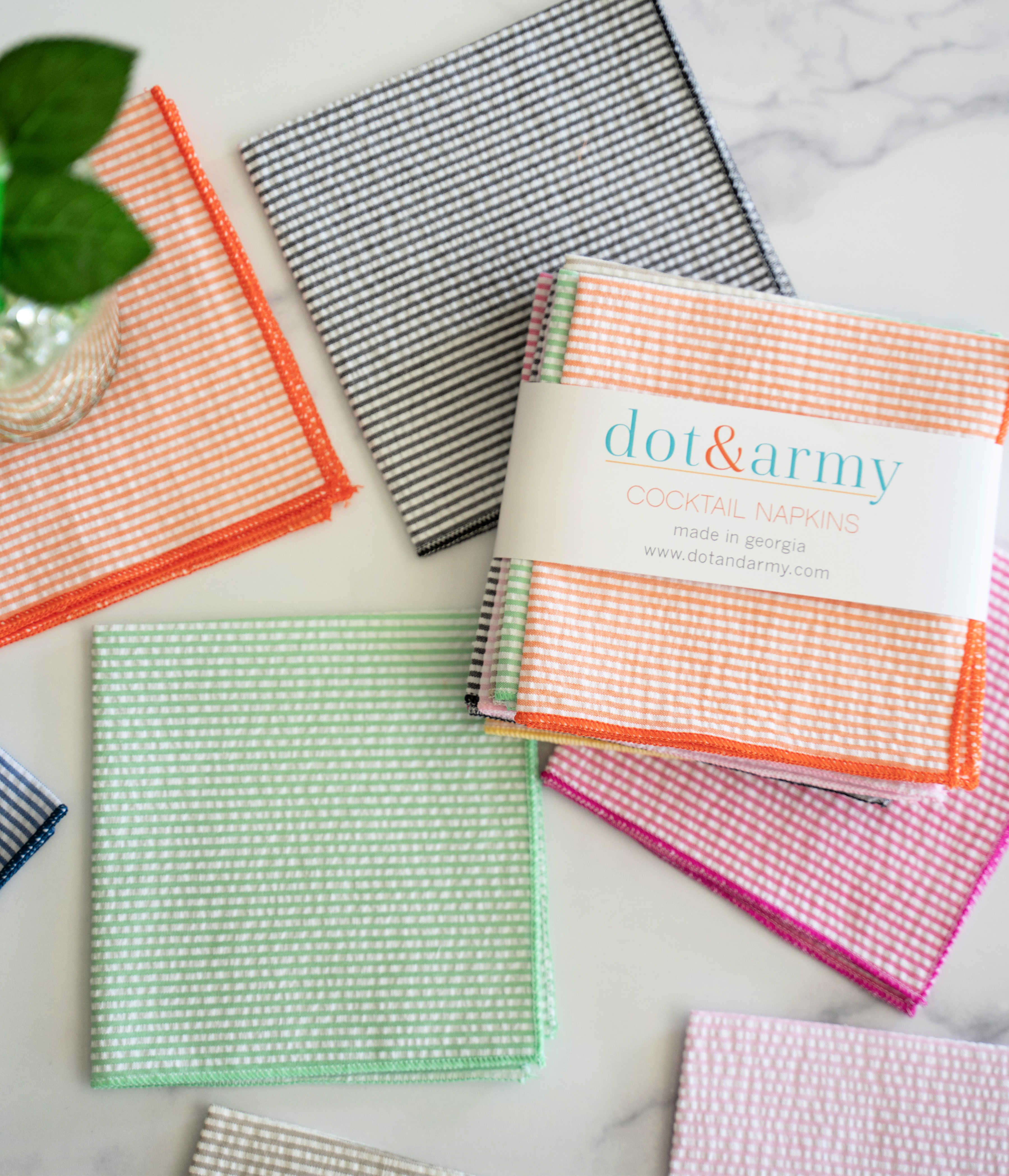 Seersucker Cloth Napkins - Vibrant, Easy-Care - Set of 8