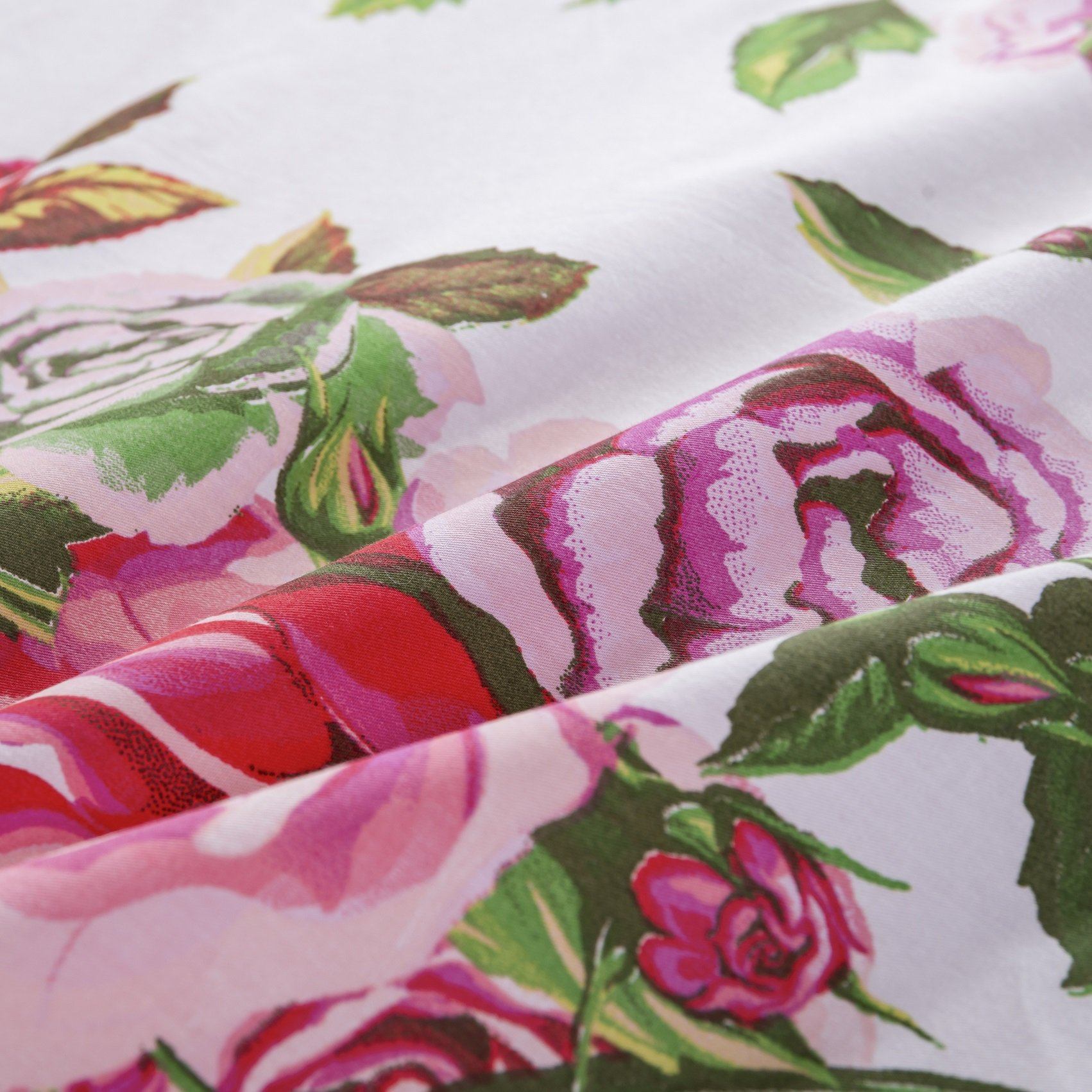 Pink Floral Garden Fitted & Flat Bed Sheet Set w/ Pillowcases