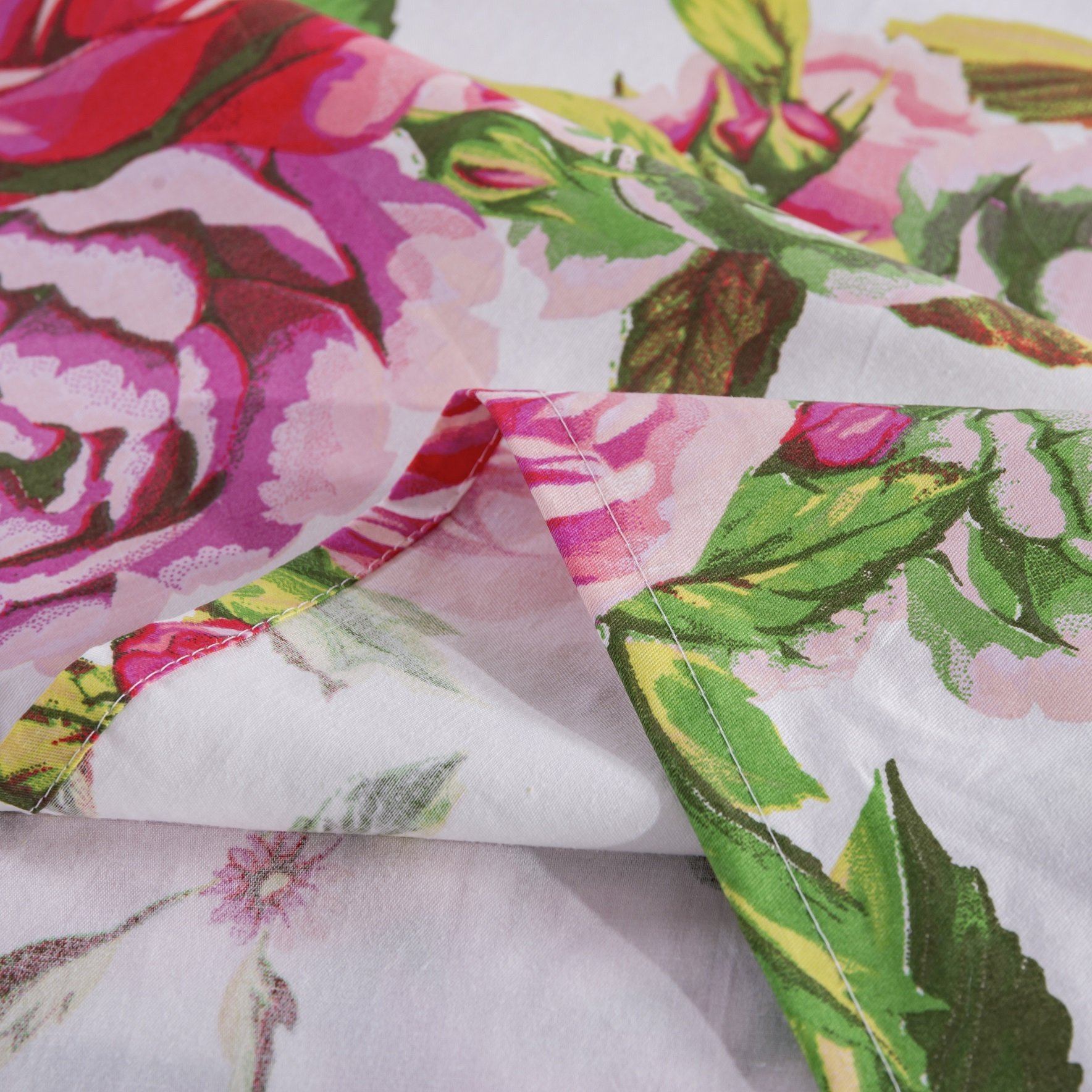 Pink Floral Garden Fitted & Flat Bed Sheet Set w/ Pillowcases