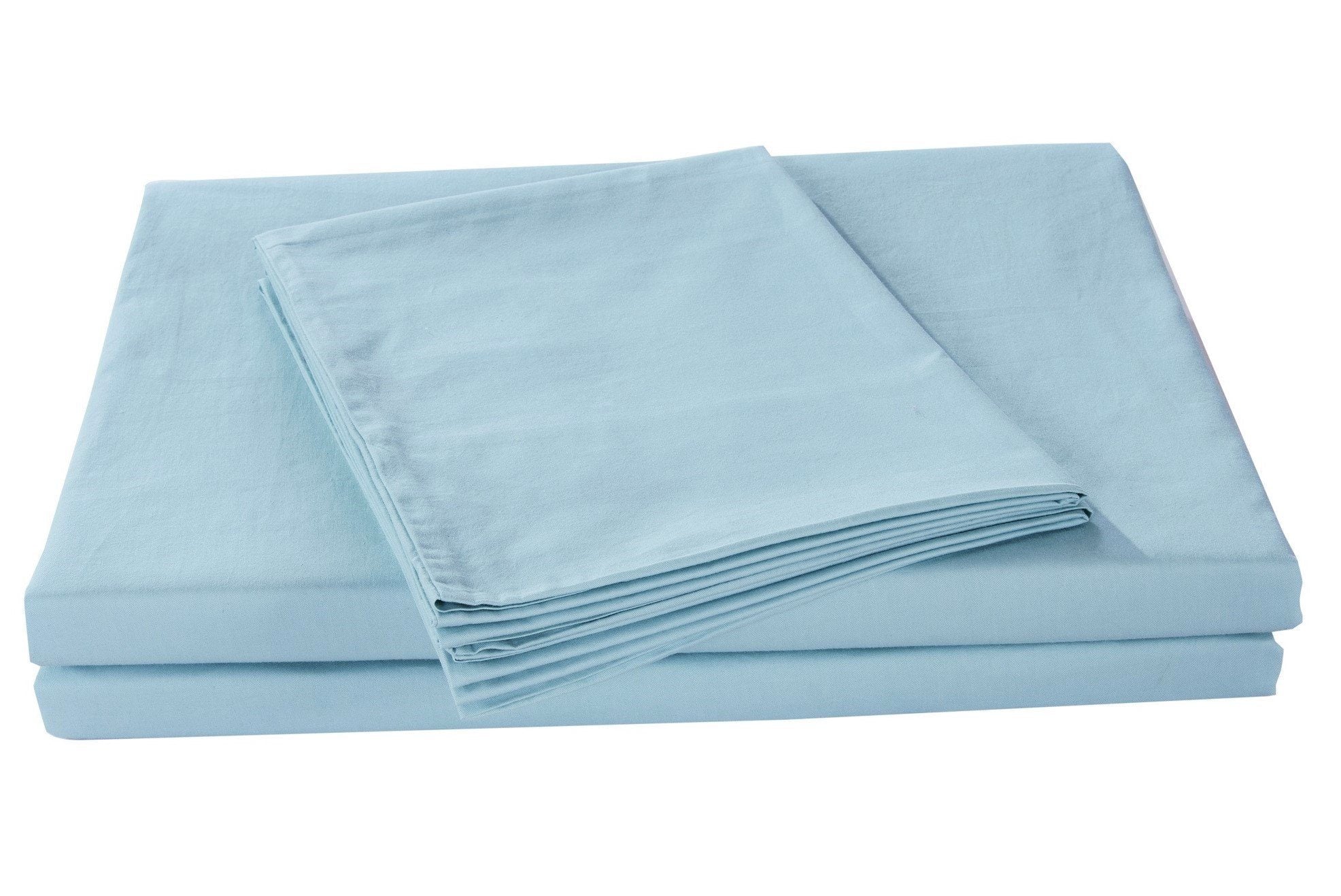 Soothing SeaFoam Sky Blue Cotton Fitted Bed Sheet w/ Pillow Cases