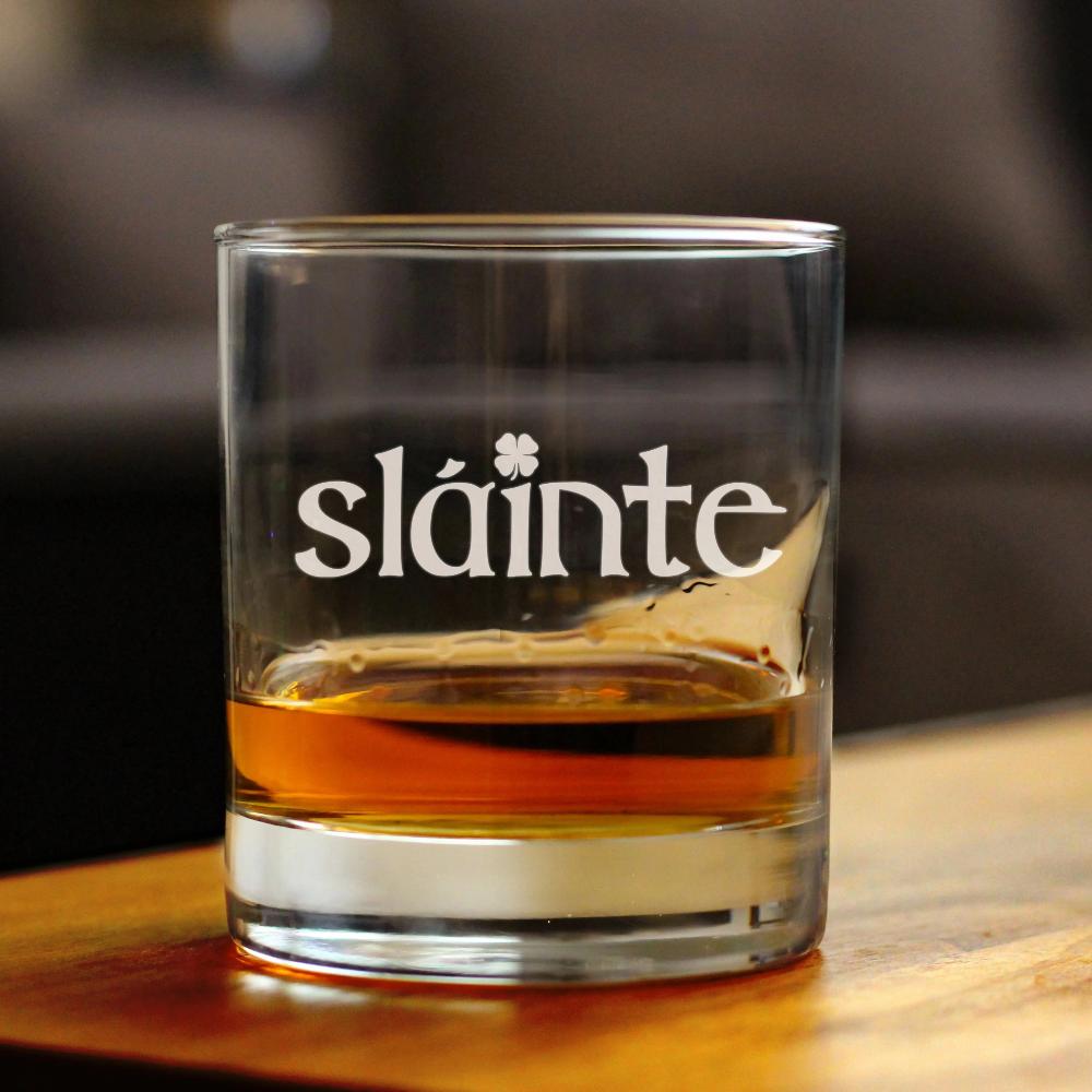 Slainte - Irish Cheers - Whiskey Rocks Glass - St Patricks Day