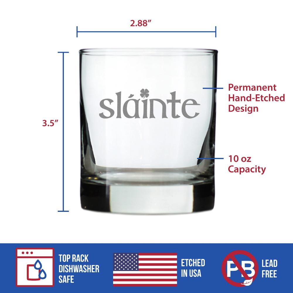Slainte - Irish Cheers - Whiskey Rocks Glass - St Patricks Day