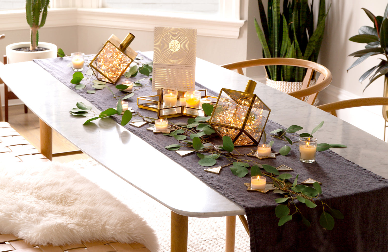 Dazzling Dreidel Duo - Holiday Decor Candle Holder