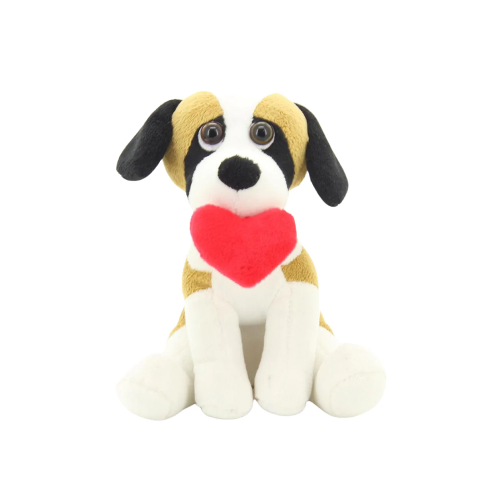 "Stuffed Animal Pawpal Dog with teddy bear heart – 10 inch by Plushland"