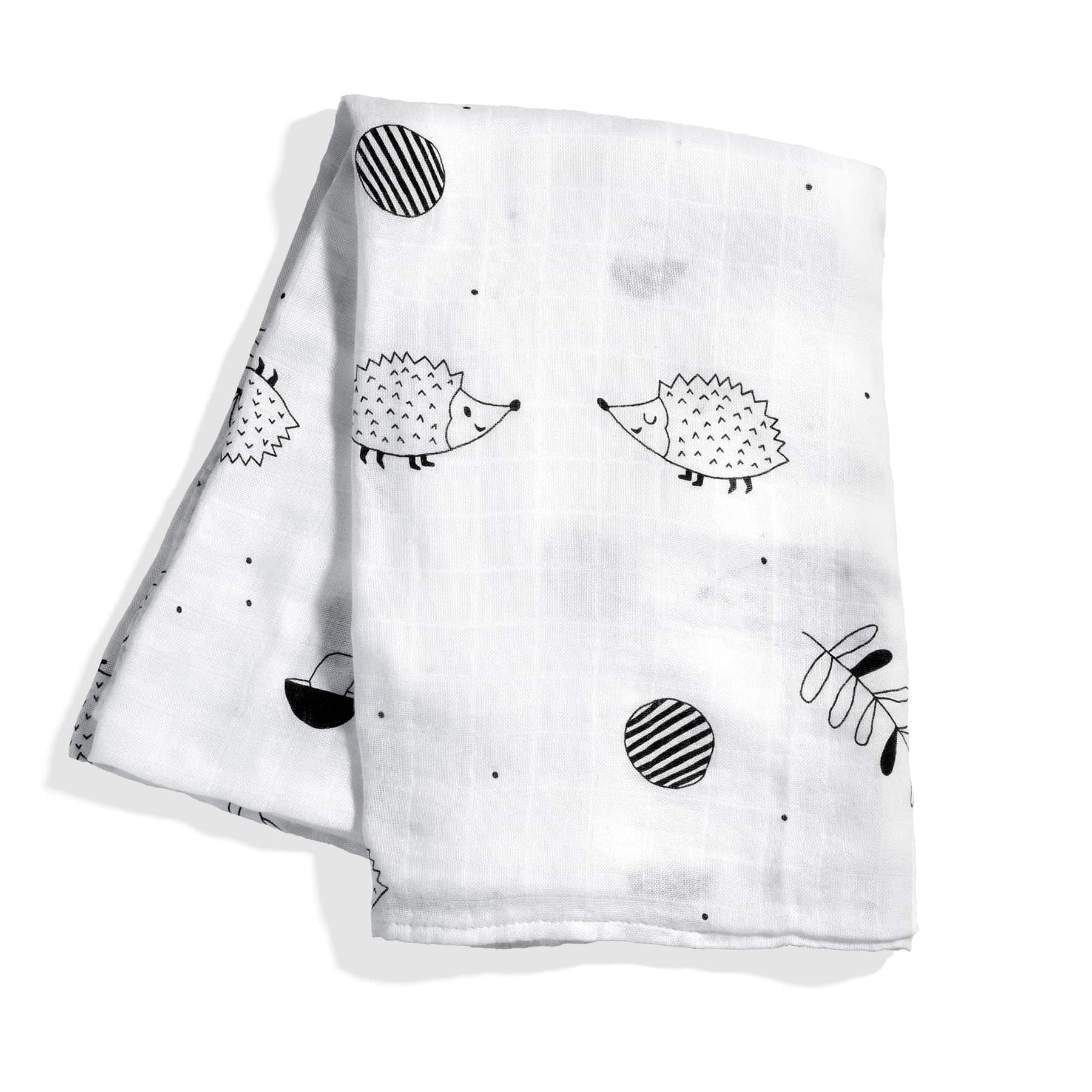 Hedgehog and Mushrooms Bamboo Swaddle