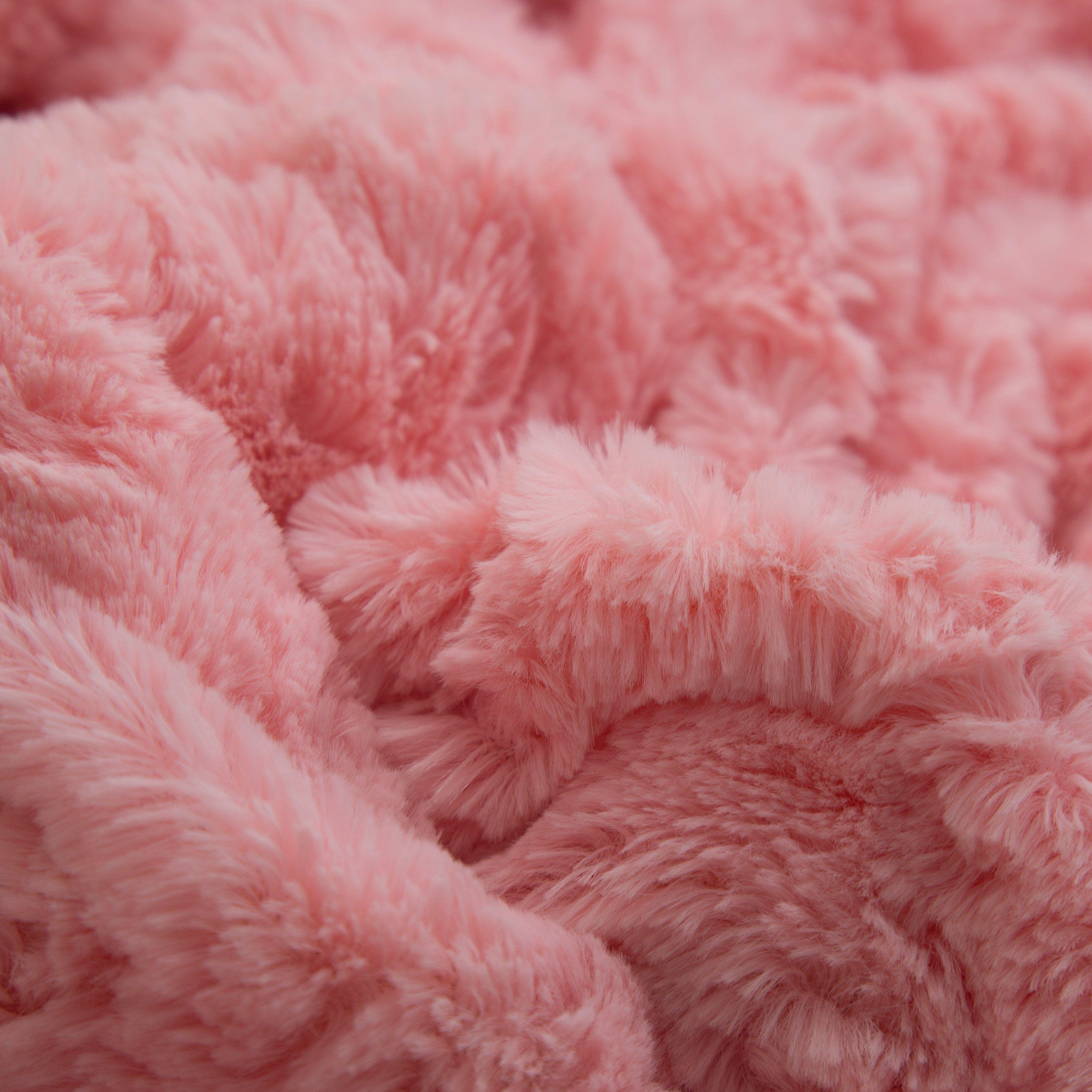 Luxury Blossom Pink Rose Buds Faux Fur Throw Blanket