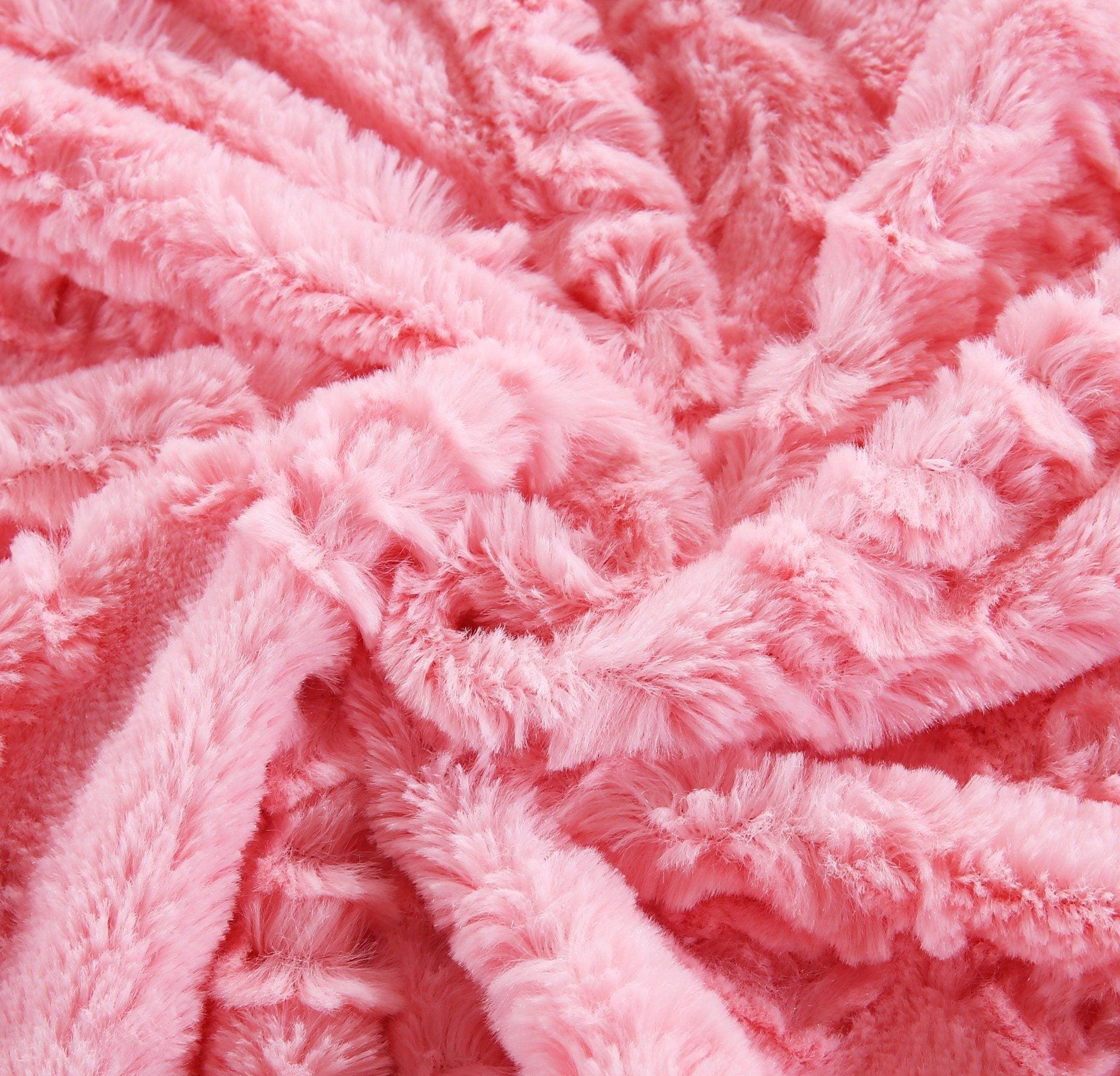 Luxury Blossom Pink Rose Buds Faux Fur Throw Blanket