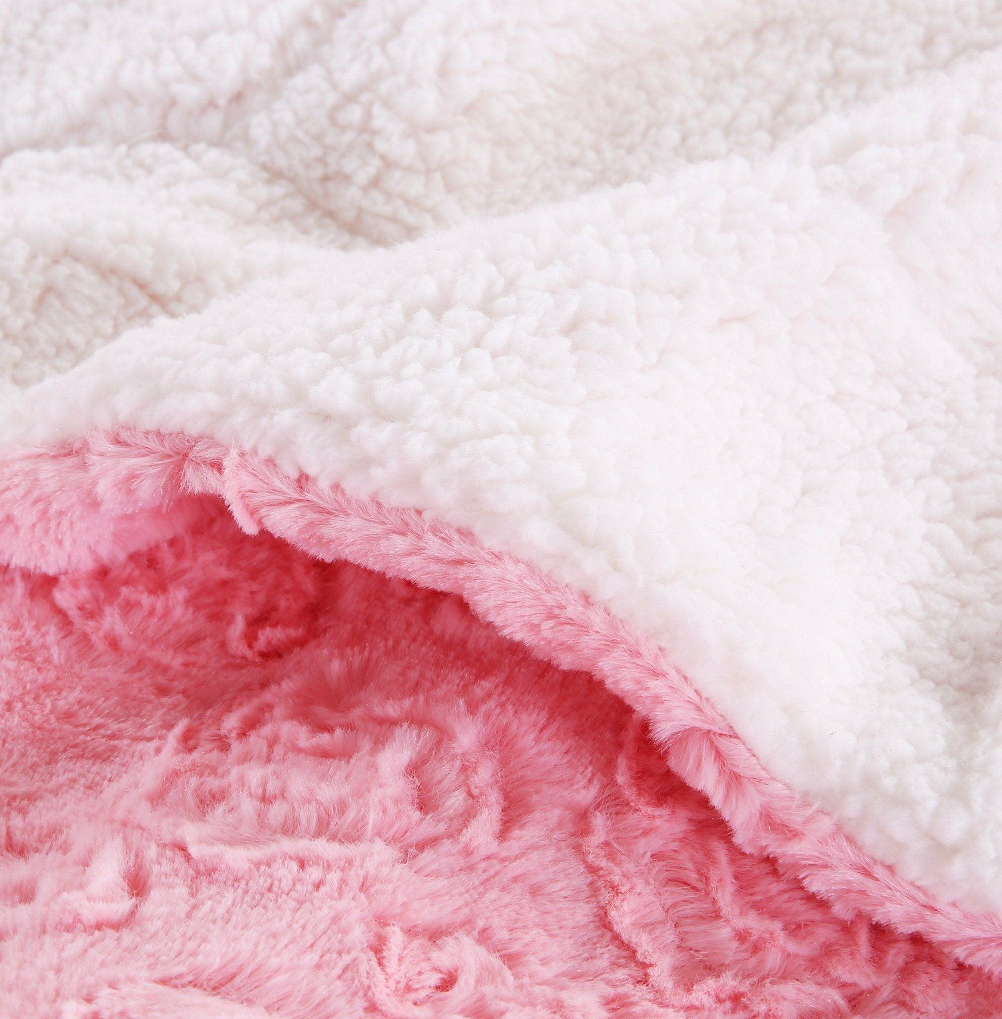 Luxury Blossom Pink Rose Buds Faux Fur Throw Blanket