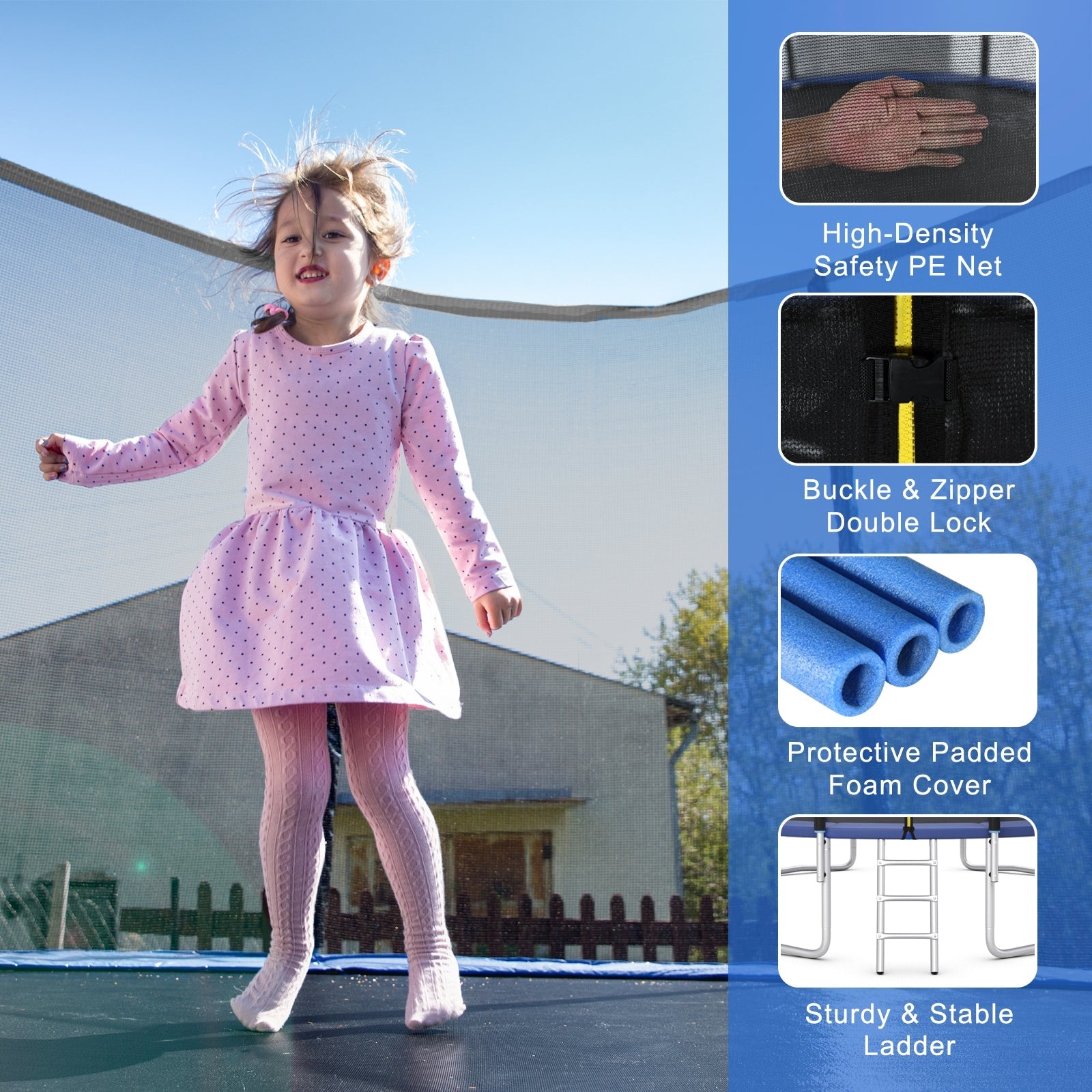 Outdoor Trampoline Bounce Combo with Safety Closure Net Ladder