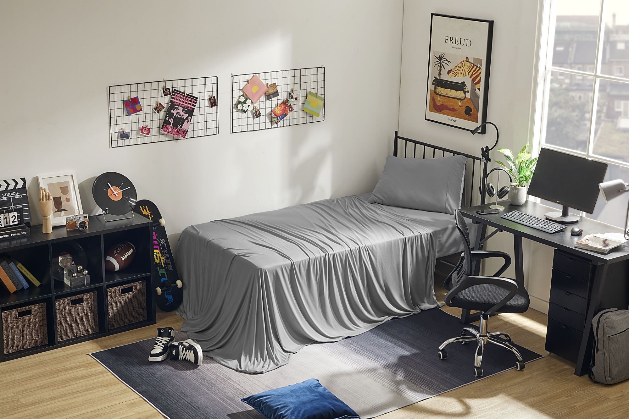 100% Microfiber Jersey Knit Sheet Set with Pillowcase - Full Grey