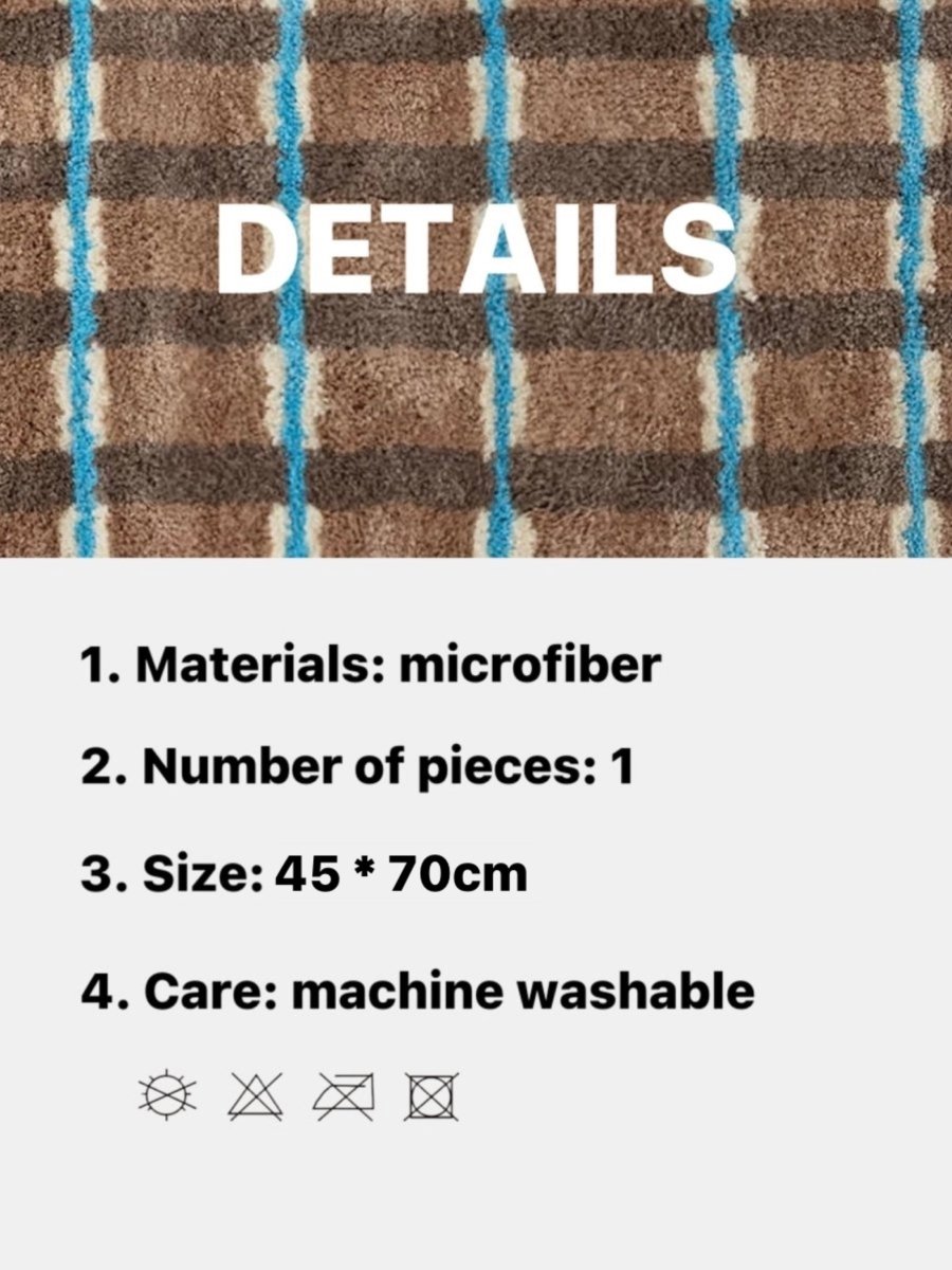 Ultra Soft Retro Earthy Tone Checker Bath Rug, Absorbent Mat - Retro Earthy Tone Checker Bath Rug - INSPECIAL HOME