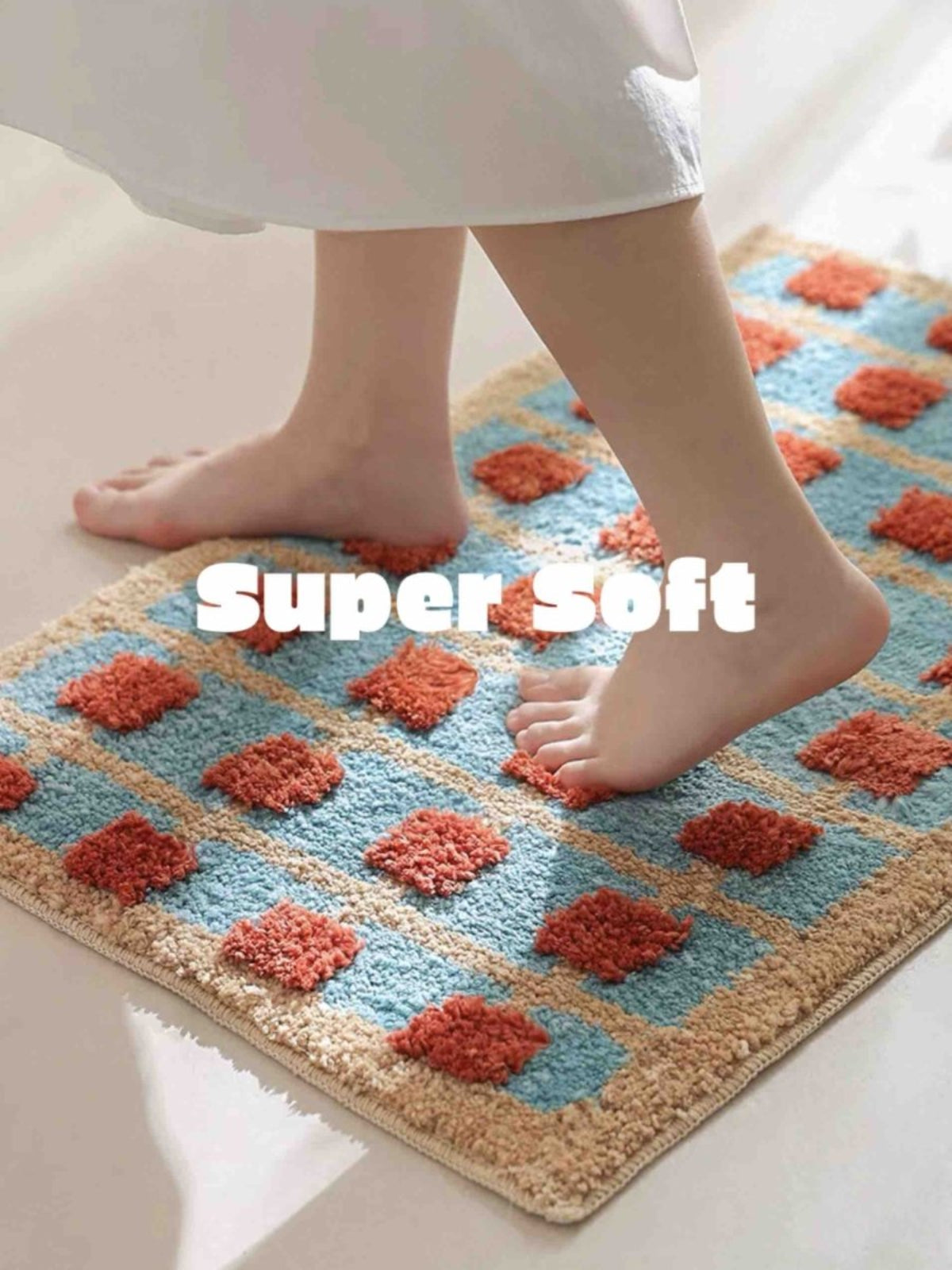 Ultra Soft Retro Whimsical Bath Rug, Machine - washable, Absorbent Mat - Retro Bath Rug - INSPECIAL HOME