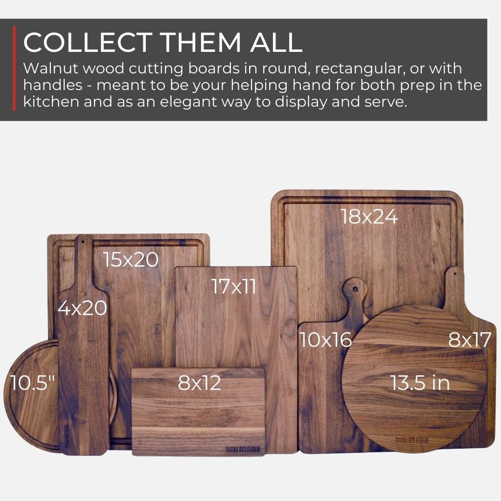 Virginia Boys Kitchens Small 10.5 Inch Round Walnut Cheese Board Cutting Board