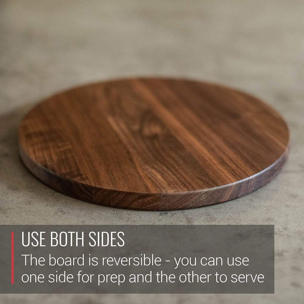 Virginia Boys Kitchens Cutting Board 10.5 Inch Round Walnut Cheese Board with Groove