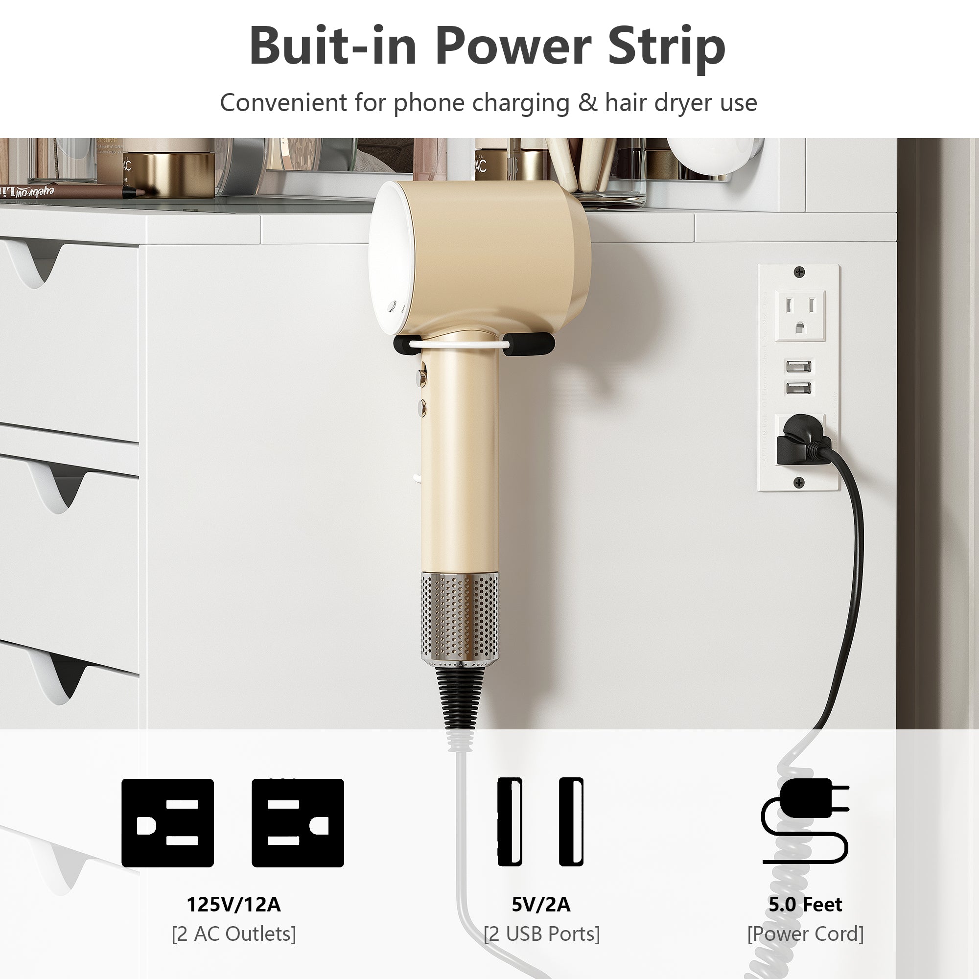 Makeup Vanity desk with LED Mirro, 15 Drawers