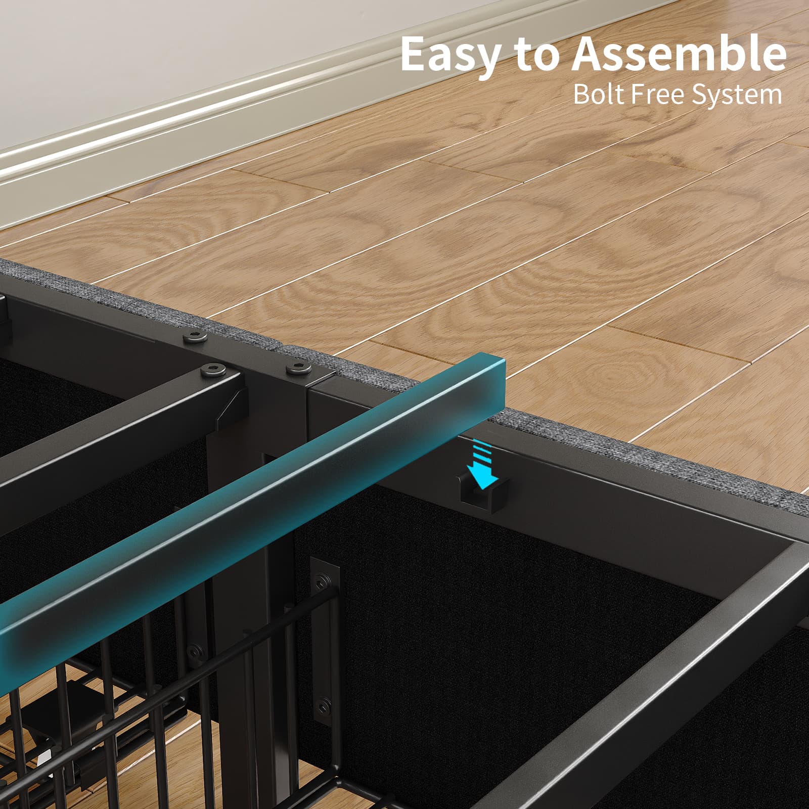 Yanosaku BF011-BL Full/Queen/King Bed Frame with 6 Drawers, Easy Assembly, USB Charging, LED Headboard, No Box Spring Needed