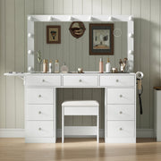 Makeup Vanity desk with LED Mirror, 9 Drawers