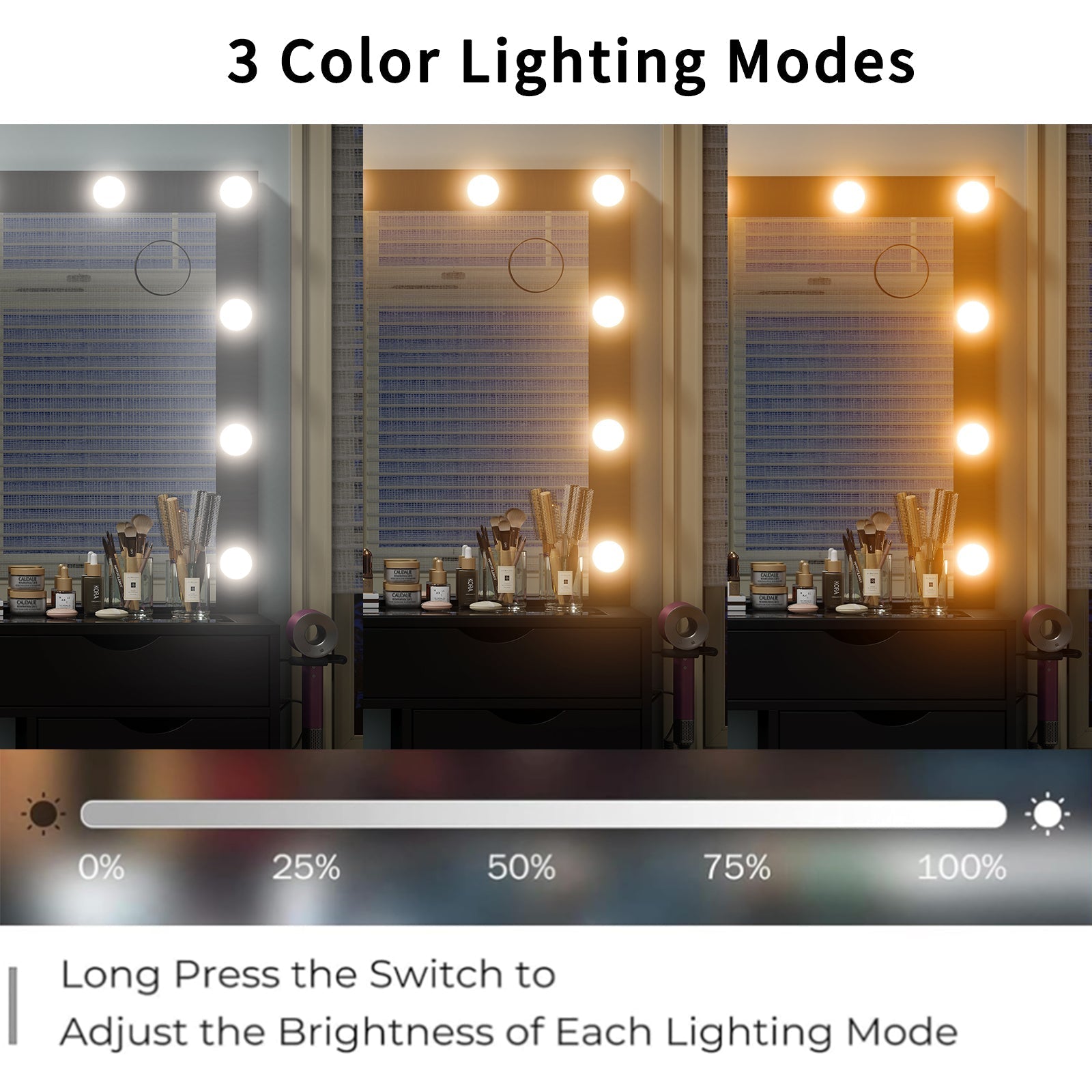 Yanosaku VD008 Bedroom Makeup Vanity desk with LED Mirro, 15 Drawers