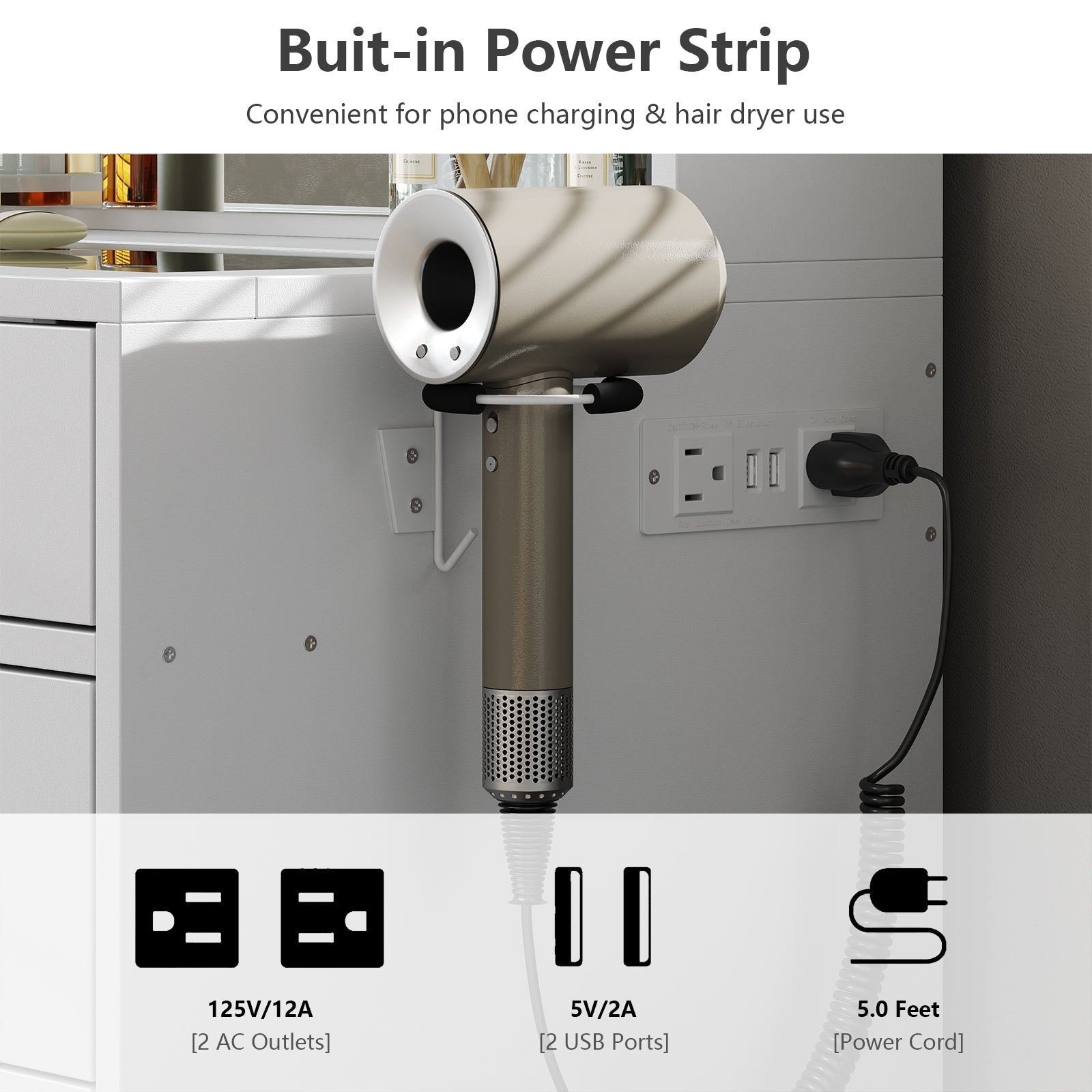 Yanosaku VD010 Bedroom Makeup Vanity desk with LED MirrorLED Mirror, 9 Drawers