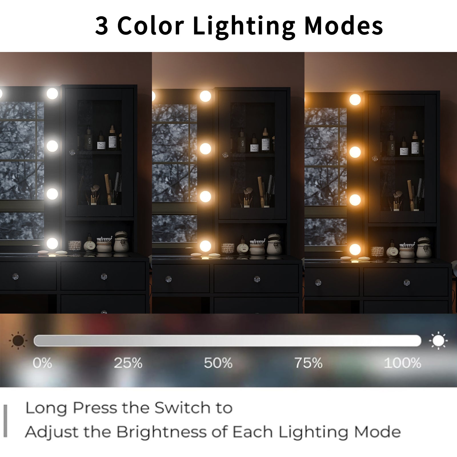 Vanity desk with LED Mirror & 12 Drawers