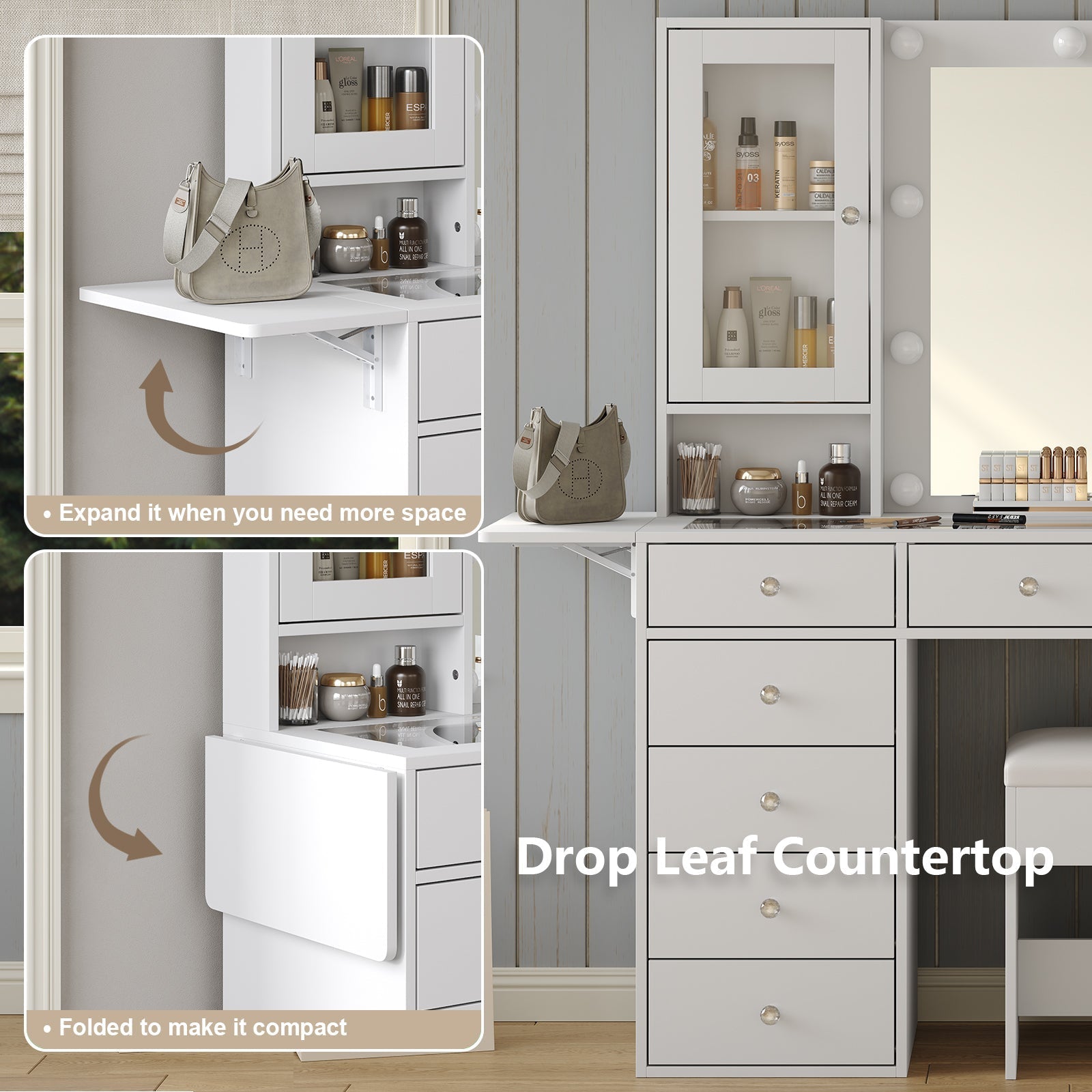 Vanity desk with LED Mirror & 12 Drawers