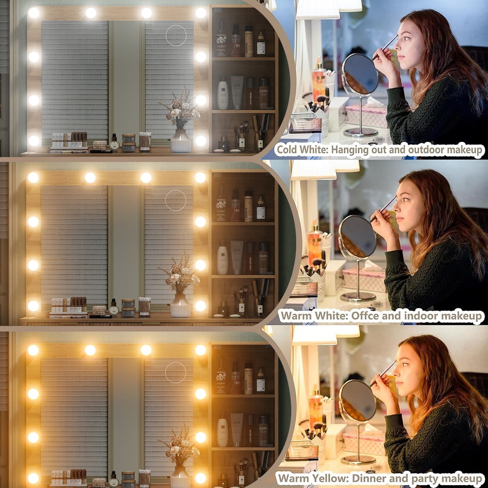 Vanity desk with LED Mirror & 7 Drawers