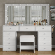 Makeup Vanity desk with LED Mirror, 11 Drawers