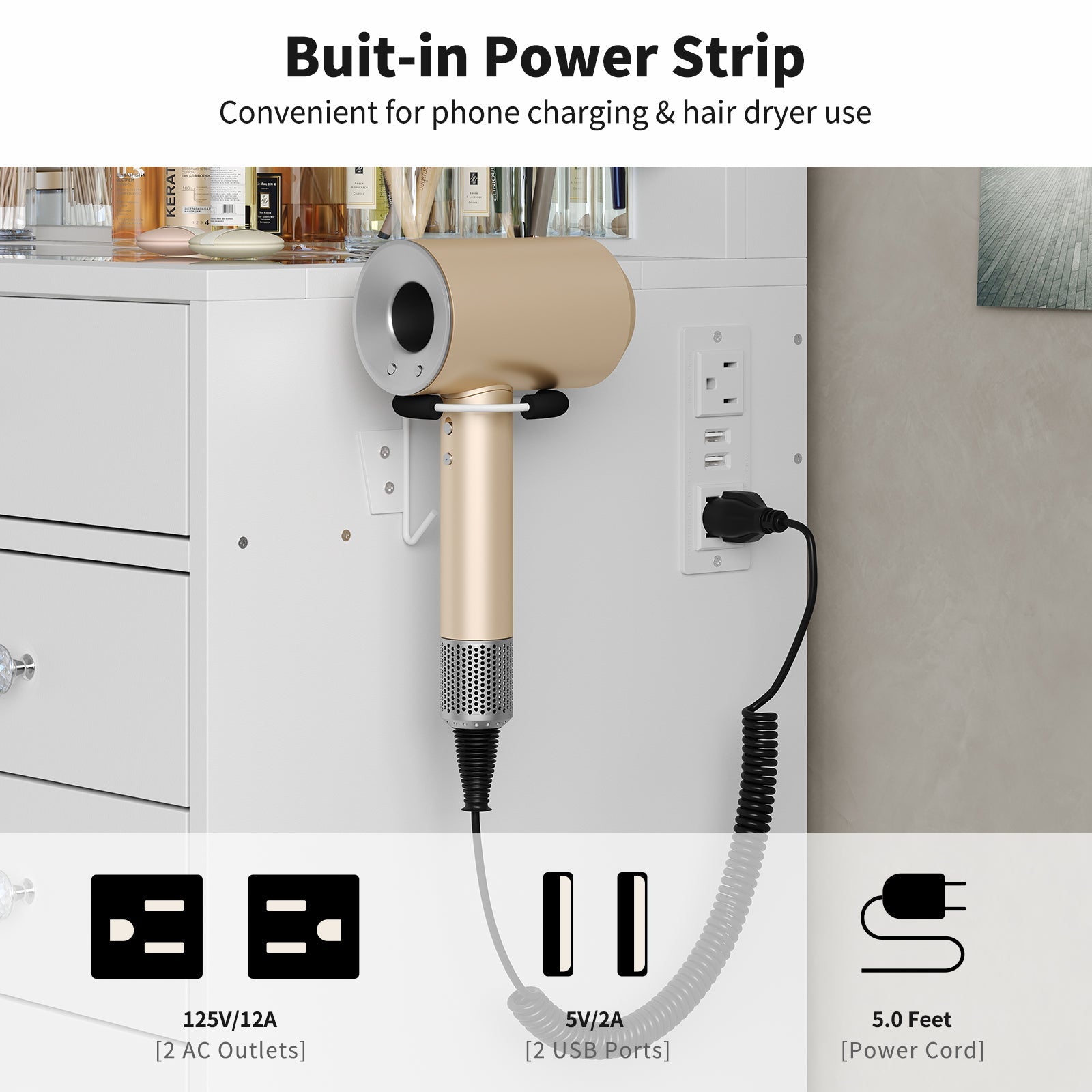 Makeup Vanity desk with LED Mirror, 13 Drawers