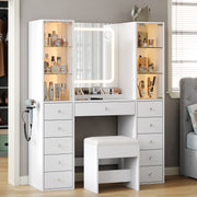 Makeup Vanity desk with mirror, 11 Drawers