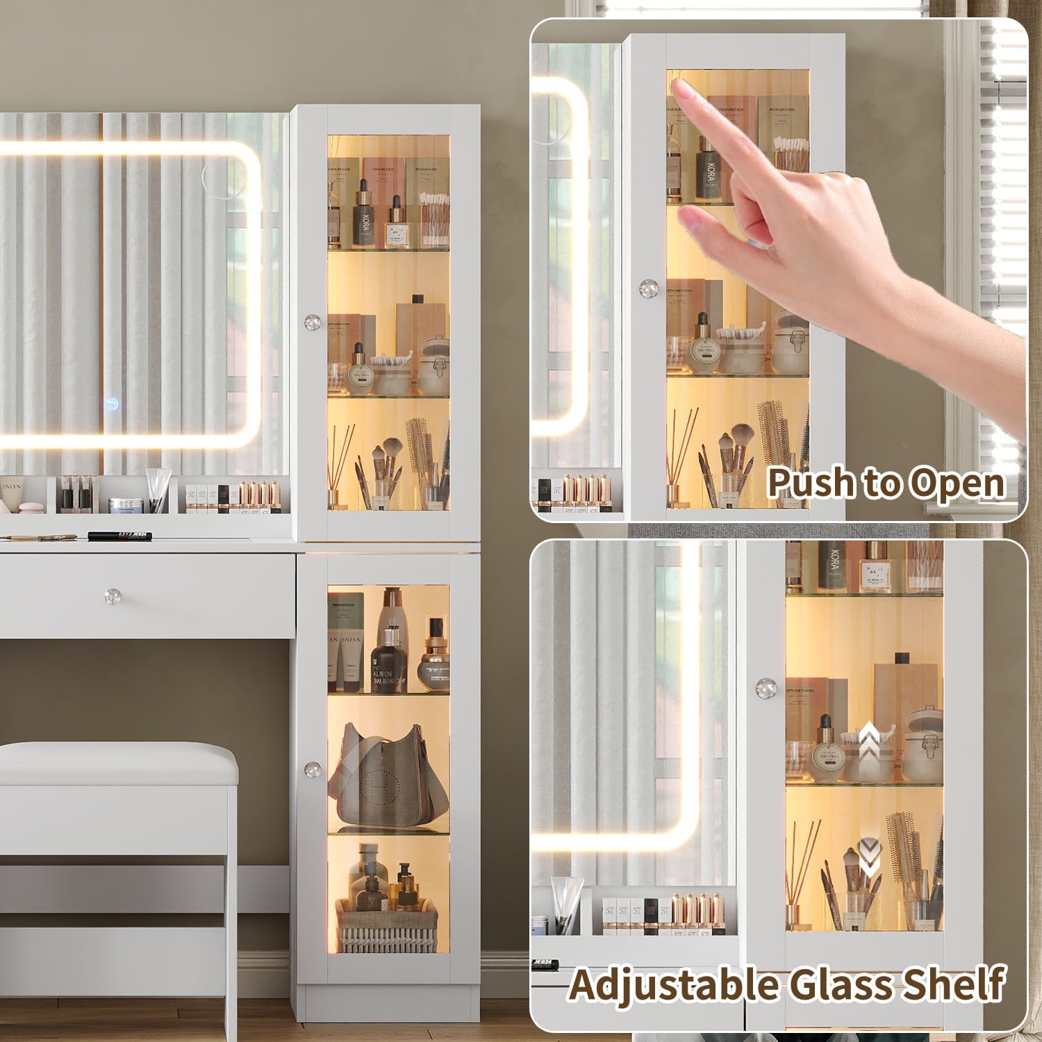 Makeup Vanity desk with mirror, 6 Drawers