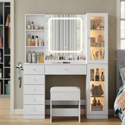 Makeup Vanity desk with mirror, 6 Drawers