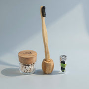 Zero Waste Teeth Kit includes Toothbrush, Bamboo Glass Jar, Stand & Tooth Tabs
